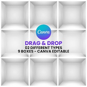 9 Empty Cardboard Boxes Template, Inside the Box Template, Photography Background, White Empty Box Cardboard Boxes, Canva Template - Etsy