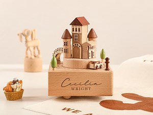 Luxury Castle Music Box, Wooden Music Box, Custom Wooden Handmade Music Box, 1st Birthday, Personalised Music Box Gift, Baby Gift - Etsy