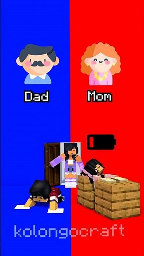 (2) Mom vs Dad | Aarmau energy level #kolongocraft #minecraft #shorts #aphmau