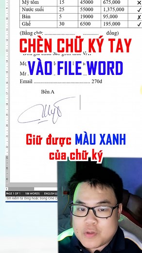 282K views · 2.5K reactions | mẹo chèn chữ ký bằng tay vào file Word mà vẫn giữ được màu xanh của chữ ký #minhlakhoa #khoatinhoc #tinhocvanphong #wordtips #wordtutorial | Mình Là Khoa | Facebook