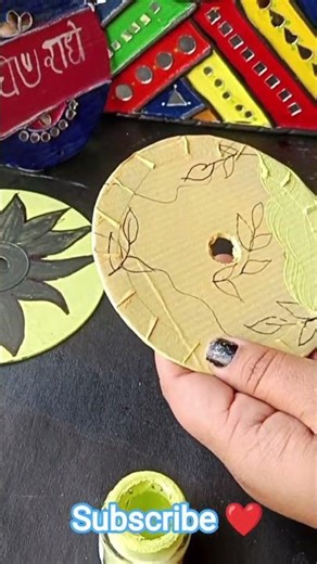 wait for end 🫶🫶🥳turned simple cardboard discs into cute mini artworks 🎨Which one is your favorite?