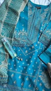 19K reactions · 282 shares | ️ Embroidered Designer Three Piece Suit ️ Fabric: Premium China linen cotton (Kamij + Pant) Dupatta: Digital Printed Dress Length: 45 inches Pant Length: 39 inches Size: Available in 34-48 inches | Trends By Marium | Facebook