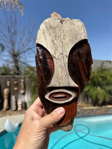 Tiki Mask, Hand Carved, Driftwood - Etsy
