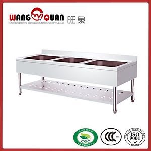 [Hot Item] European Style Stainless Steel Sink with Undershelf and 3 Bowl