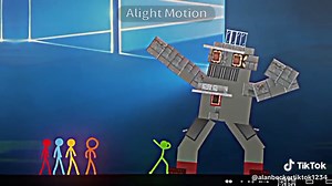 Stick Figure Animation with Pixelated Robot