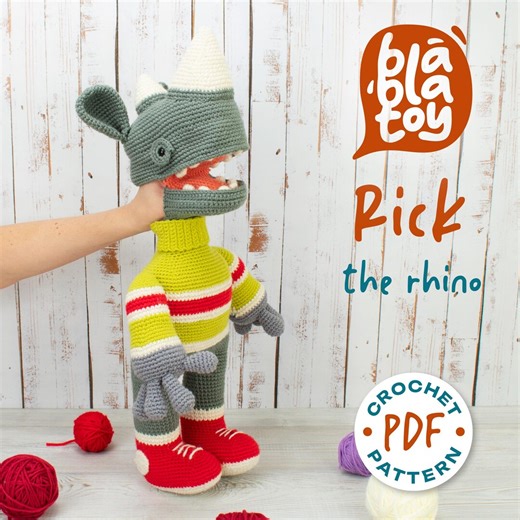 Crochet Pattern Rhino - Amigurumi Puppet Toy | Educational Toys for Children - Etsy