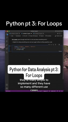 163 reactions · 26 shares | Python for Data Analysis pt 3: For Loops #dataanalysis #dataanalyst #dataanalytics #data #analyst #python #pythoncode #coding #programming #techjobs #breakintotech | Mary The Analyst | Facebook