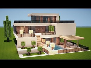 MODERNES HAUS mit POOL in MINECRAFT bauen TUTORIAL [HAUS 212]
