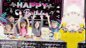 Tatuo Music Party Decorations - Happy Musical Social Media Birthday Supplies With Backdrop, Tablecloth, Music Note and Latex Balloons for Girls Photography