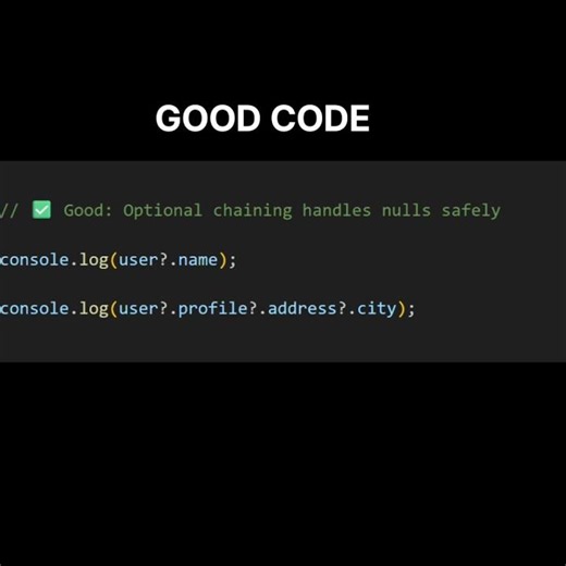 Stop Checking for Null in JavaScript 😩 Use Optional Chaining Instead #shorts\r\r#javascript