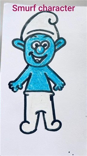 How to draw Smurf character #Drawing a Happy Smurf 💙# shorts