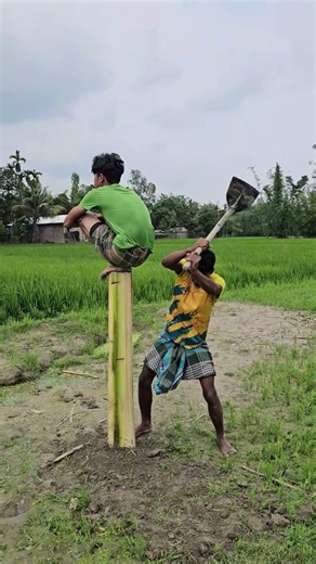 Passing time sitting alone in a banana tree
