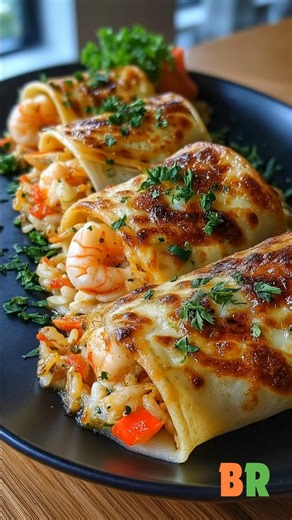 Cheesy Shrimp & Rice Enchilada Rolls This is a cozy, filling dinner that brings everyone to the table with plenty of melty cheese and hearty shrimp. It is practical for busy nights but still feels special enough to slow down and enjoy together. Ingredients : 8 flour tortillas (small to medium size) 1 lb shrimp, peeled, deveined & chopped 1 cup cooked white rice 1/2 cup red bell pepper, finely diced 1/4 cup onion, finely chopped 2 cloves garlic, minced 1 tbsp olive oil 1/2 tsp smoked paprika 1/2 