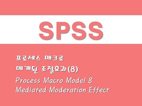 SPSS를 활용한 프로세스 매크로 - (6) 매개된 조절효과(8) Process Macro Model 8/Mediated Moderation Effect