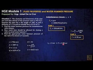 CE REVIEW - WEEK 1.2 | WATER HAMMER PRESSURE