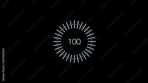 4K Video Loading transfer download animation 0-100 futuristic - HUD elements and counter, pending part is loop, alpha mask included - motion graphics. light blue loading circle ring bar Stock Video