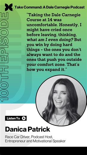 Dale Carnegie Training | Arizona on Instagram: "It's the 100th episode of the Take Command Podcast! Over the course of this journey, Dale Carnegie Training had the privilege of learning from 100 leaders across industries, each sharing insight on growth, resilience, and what leadership looks like in a constantly evolving world. To mark this moment, we sat down with Danica Patrick — Dale Carnegie graduate, race car driver, entrepreneur, podcast host, and motivational speaker — whose career is a po