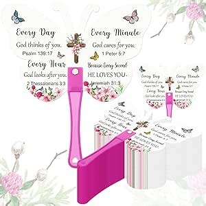 50 Pcs Church Fans Handheld Bulk Butterfly Christian Religious Church Plastic Fans Bible Verse Scripture Gifts for Women Men Decoration Christian Religious Gift