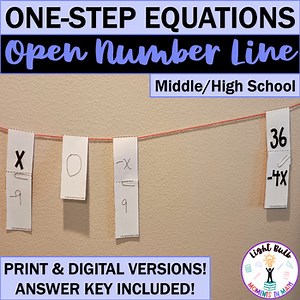 Solving One-Step Equations Open Number Line Activity Printable Digital EDITABLE