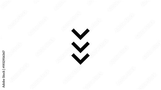 Looping animation of the down three arrows icon. Mouse cursor scrolling.