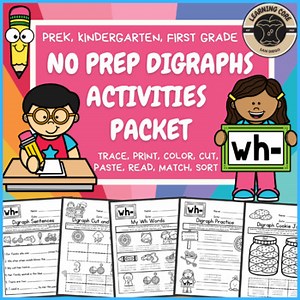 Wh Worksheet Packet - Digraphs Worksheets   Activities PreK, Kindergarten, First