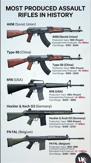 Most Produced Assault Rifles in History | Military Weapons Explained