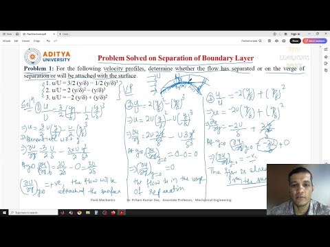 Lecture 177 Problem Solved on Separation of Boundary Layer for a Curved Surface in #Fluid #Mechanics