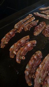 Bacon, eggs and a fresh stack of pancakes(homemade) are an awesome way to start the day. My daughter took care of breakfast this time. #prouddadmoment #cookinwidkunchi #breakfast #pancakes #bacon #foodie #foodtoktv #weberslategriddle | Cookin Wid Kunchi