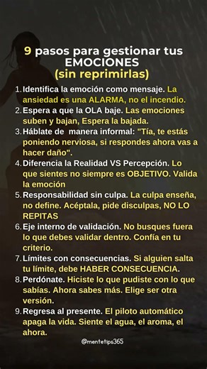 9 pasos para gestionar tus emociones sin reprimirlas 🧠. #Emociones