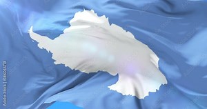 Flag of Antartic continent, design by Graham Bartram, waving in slow, loop