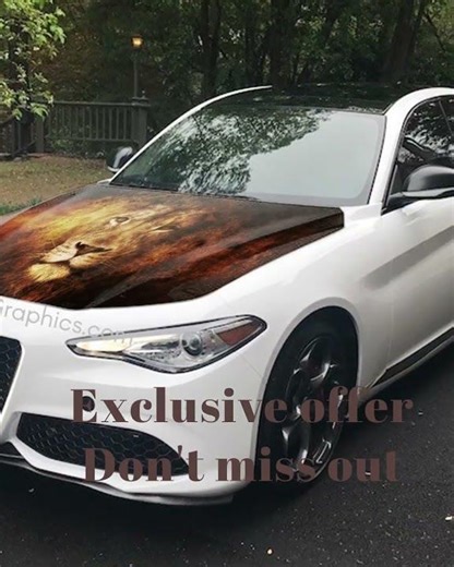 Lion Strike Car Hood Wrap Full Color Vinyl Sticker Decal Fit Any Auto Car