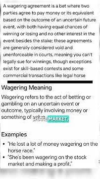 Definition of wagering agreement#### commerce