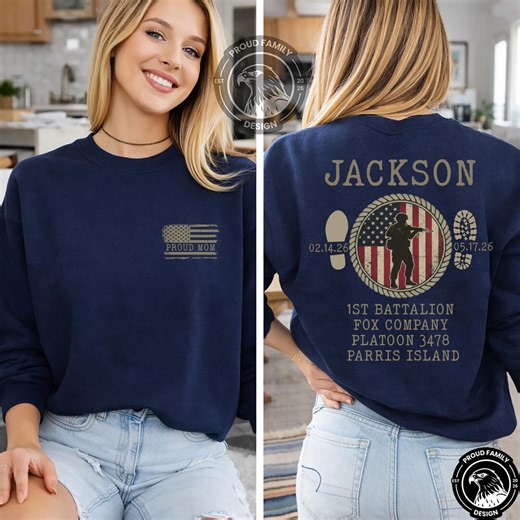 Personalized USMC Boot Camp Grad Sweatshirt: Proud Mom Gift for Marine Family Hoodie - Etsy