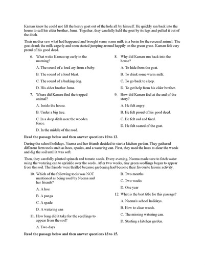 Grade 5 English Mid Term 2 2026 Exam