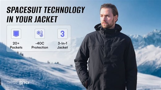 SpacePeak Aerogel dual layer insulated jacket with 20 pockets for quick access