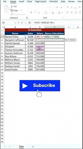 IF FUNCTION in Excel
