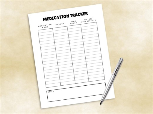 Medication Tracker, Medicine Log, Daily Medication Chart, Pill Tracker, Health Planner Insert, Caregiver Medical Log