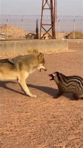 Is a honey badger too fearless for a dog? 💥🦡🐕#fearless #honeybadger #animalpower #wildnature #clash