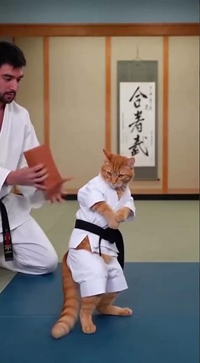 Karate Cat Has Unlocked the Aerial Kick Watch This Epic Move #karate #cat #aerialkick