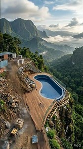 Infinity Swimming Pool Construction on a Tropical Mountain | Cinematic Build