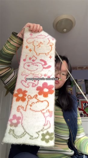 megan o lam on Instagram: "scarf is 47% complete 🧣#knitting #sanrio"