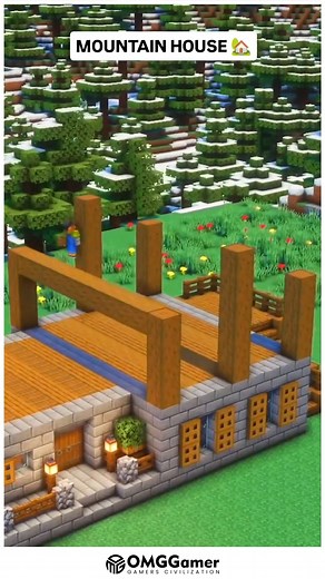 5.2K views · 32 reactions | ️ Stunning Minecraft Mountain House with Breathtaking Views and Cozy Design Build your dream retreat high above the clouds with this beautiful mountain house! ✨ Featuring warm wood tones, glowing interiors, and scenic balconies, it’s perfect for adventurers who love peace and height.  #MinecraftMountainHouse #MinecraftBuildIdeas #MinecraftAesthetic #MinecraftSurvivalBase #MinecraftInspiration #MinecraftDesign #MinecraftWorld | OMGGamer | Facebook