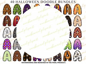 Halloween Letters, Spooky Letters, Bat Ghost Pumpkin, Doodle Font Bundle, Halloween Font PNG, Doodle Alphabet, Cute Halloweening Clipart - Etsy