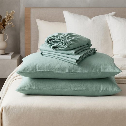 Washed European Linen Sheet Set | Custom Pocket Depth, OEKO-TEX Certified - Etsy