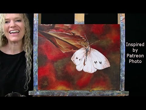 Learn How to Draw and Paint with Acrylics BUTTERFLY AUTUMN LEAF - Paint and Sip at Home Tutorial