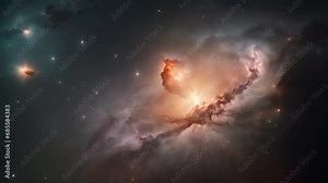 Nebula formation in outer space. Deep space exploration background. Seamless loop. Digitally generated AI video