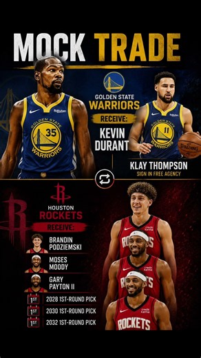 Warriors Receive Kevin Durant And Klay Thompson For B-Podz Moses Moody Gary Payton II And 3 Firsts