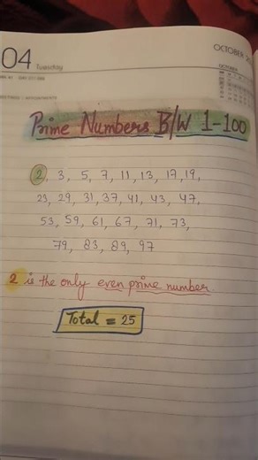Prime numbers between 1 - 100#viral #youtubeshorts #maths #shorts #exam #education #learning #facts