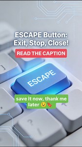 🚀 Meet the “Escape” Key — Your Tiny Panic Button on the Keyboard! ⌨️💨 Ever pressed ESC when your PC froze or a weird dialog box popped up? That’s your keyboard’s way of saying — “Don’t worry, I’ve got this!” 😎 💡 Here’s what the ESC key really does: 🔹 Closes unwanted pop-ups or dialog boxes instantly. 🔹 Stops a loading web page or task in progress. 🔹 Exits full-screen mode in apps, videos, or games. 🔹 Cancels commands in many software tools (like Photoshop or Excel). 🔹 Acts as a “Cancel”