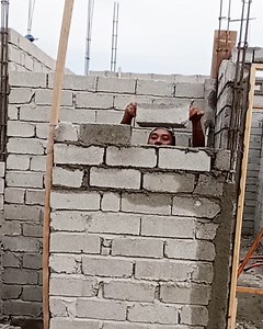 Installing block (building bathroom wall) | Andris Brick Art